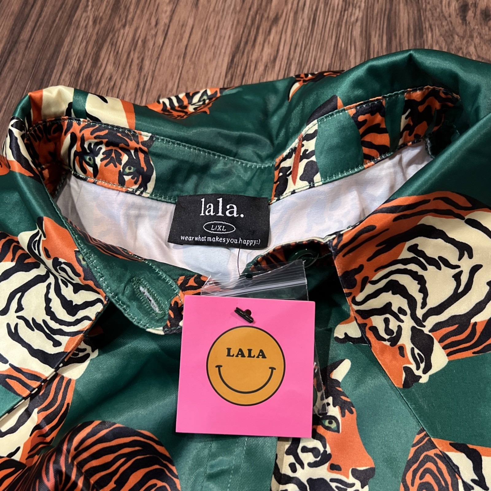 Dressed In Lala Tiger Print Royal Satin Top Only Size L/Xl — image 8 of 8